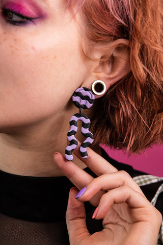 Black and Lilac Wiggle Earrings - West Carolina
