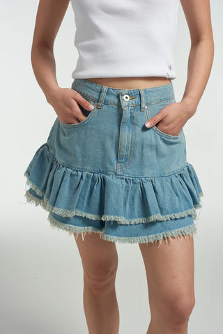 Low Rider Jean Skirt - Charcoal