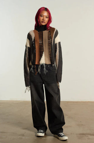 Crafted Patchwork Cropped Knit