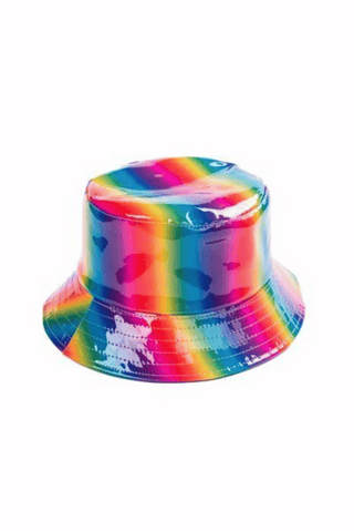 Chapeau de seau holographique arc-en-ciel