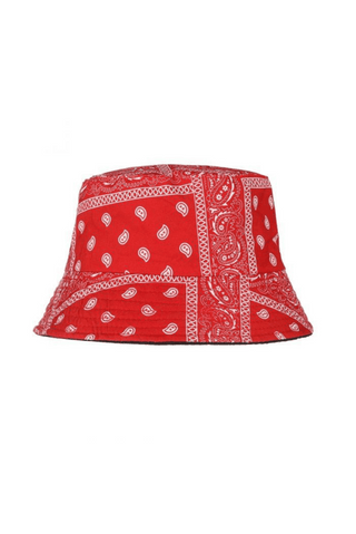 Paisley Print Bucket Hat in Red
