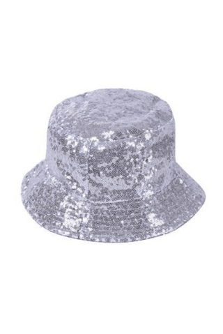Sequin Bucket Hat in Silver