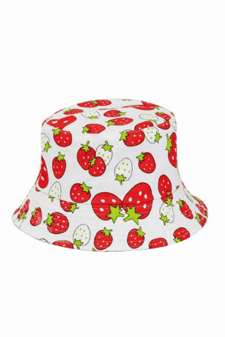 Strawberry Print Bucket Hat