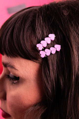 Sad Heart Baby Pink Mini Hairclips - West Carolina