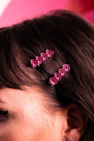 Sad Heart Mirrored Pink Mini Hairclips - West Carolina