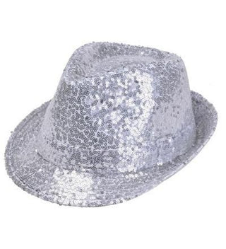 Sequin Trilby Hat in Silver