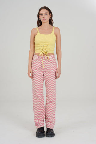 west Carolina the ragged priest pink and white wavy pant